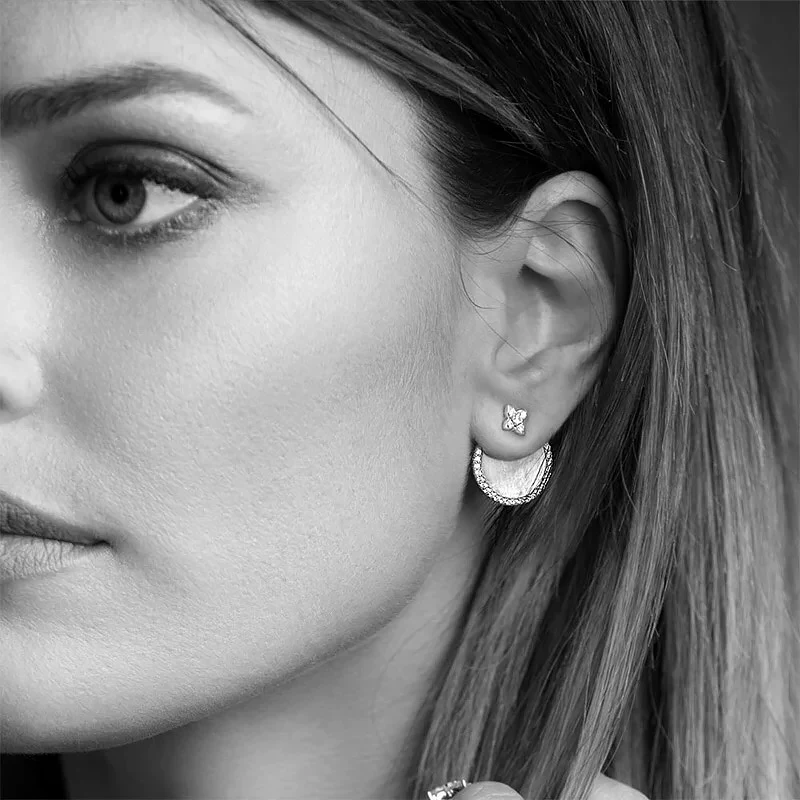 Элегантная женская вечерняя круглая звезда из серебра 925 пробы|Серьги-гвоздики| |