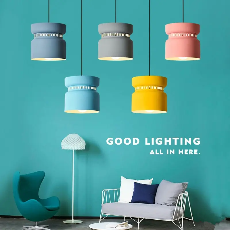 

Creativity Postmodern Restaurant Pendant Light Nordic Hot Pot Shop Lamp Personality Macaron Lamp Coffee Shop Light Free Shipping