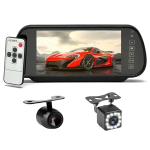 7 дюймовый TFT LCD широкоформатная сенсорная кнопка автомобильное зеркало монитор парктроник 2 AV вход камера заднего вида опционно