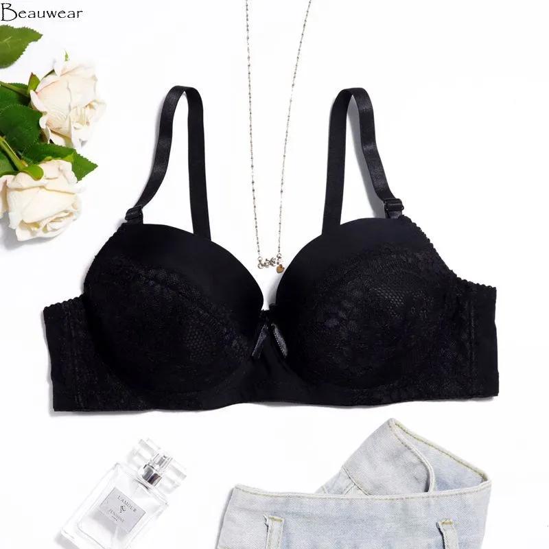 

Beauwear 85C 90C 95C 100C floral lace solid color bras for women plus size thin mold cup bras adjust straps underwear brassieres