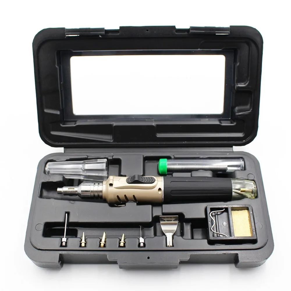 

10 in 1 Gas Soldering Iron Kit Cordless Welding Torch Pen Type Ignition Butane Gas Burner for Solder Pen Welding Equipment