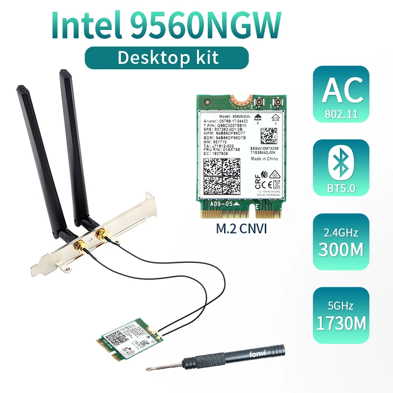 2030 Мбит/с Intel 9560 двухдиапазонный 2 4G/5 ГГц беспроводной настольный комплект Bluetooth5.0