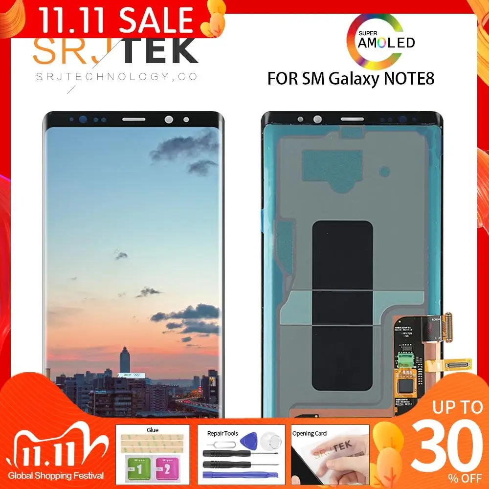

ЖК-дисплей AMOLED для SAMSUNG Galaxy NOTE8 N9500 N9500F, сенсорный экран с рамкой и запасными частями, 6,3 дюйма, оригинал