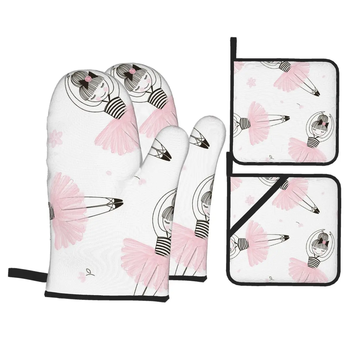 

4 шт. Прихватки полиэстер выпечки изолирующие перчатки с рисунком балерины для девочек печь термостойкие Кухня перчатки, перчатки для духов...