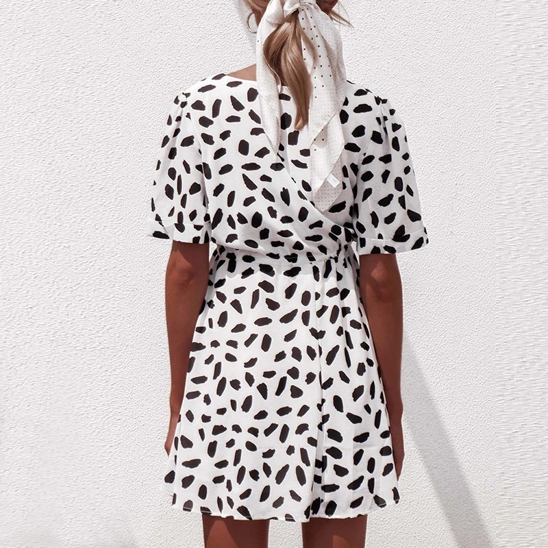 Женское пляжное мини платье повседневное облегающее с v образным вырезом и