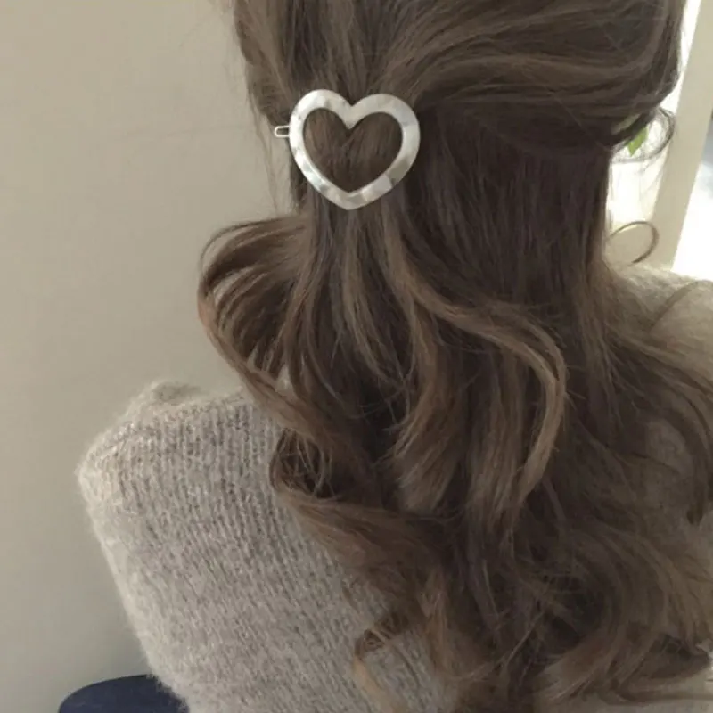 

Love Heart Shape Hair Clip Acetate Hair Clip Elegant Barrette Geometric Frog Clip Acrylic Hairpins for Women Girls Sweet