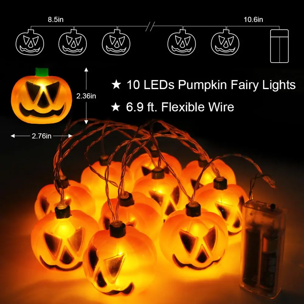 Светодиодный свет шнура тыквы фонари Рождественские лампа &quotХэллоуин&quot