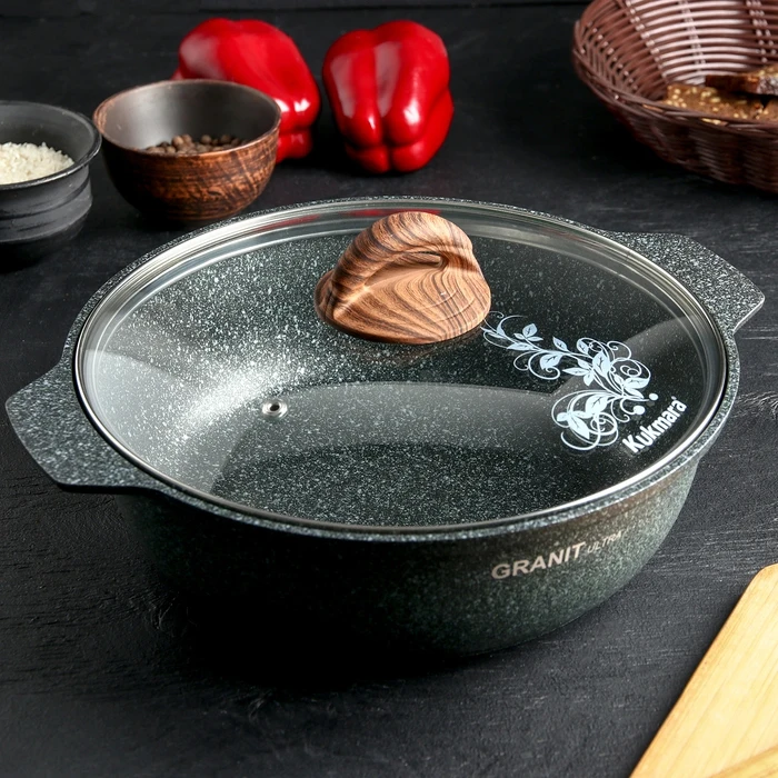 Кастрюля жаровня 3 л Granit ultra со стеклянной крышкой АП линия цвет