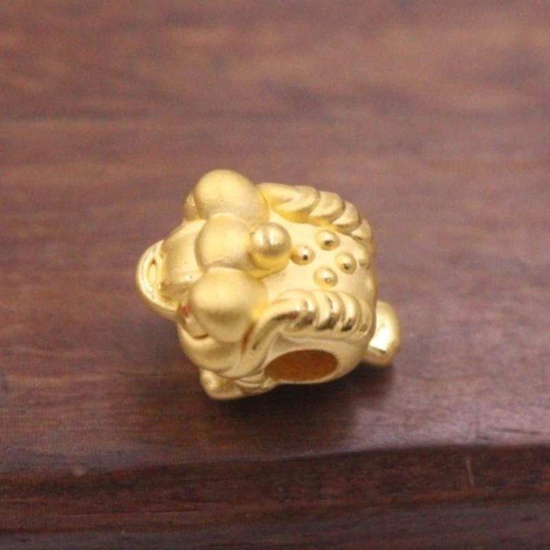 

Real 24Kt Yellow Gold Pendant Women 3D Luck Coin Toad Bead 0.9-1.3g 14x9mm GUARANTEED 24K PURE GOLD Best Gift