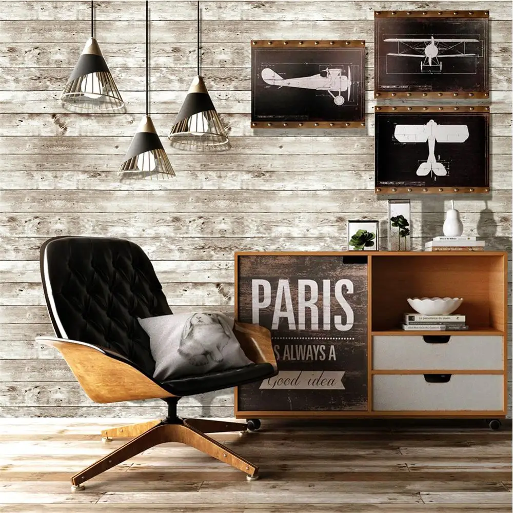 

45 x 600 cm Imitation Wood Grain Panel Wallpaper Waterproof PVC Self Adhesive Wallpaper Roll for Living Room