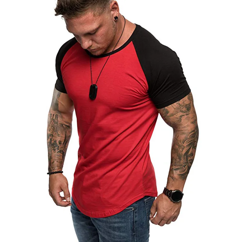 

New Splicing Short Sleeve T Shirts Men 2021 Summer High Quality Raglan T-shirt Fashion Hip Hop Top Tees Simple Style Blank Shirt