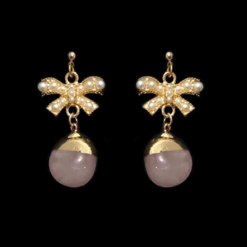 Женские серьги 2021 трендовые с жемчугом и бантом небольшие инкрустацией в виде