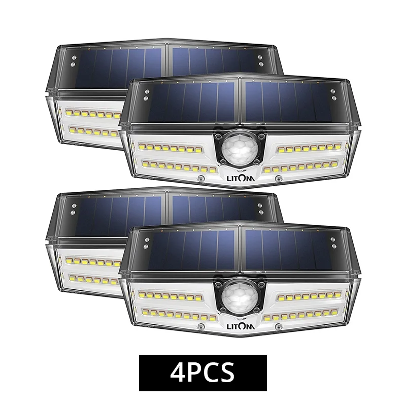 Litom CD181 открытый светильник на солнечных батареях s 40 светодиодный IP66 Водонепроницаемые лампы с 3 регулируемыми моделями светильник для сада двора патио стены - Испускаемый цвет: 4 PCS