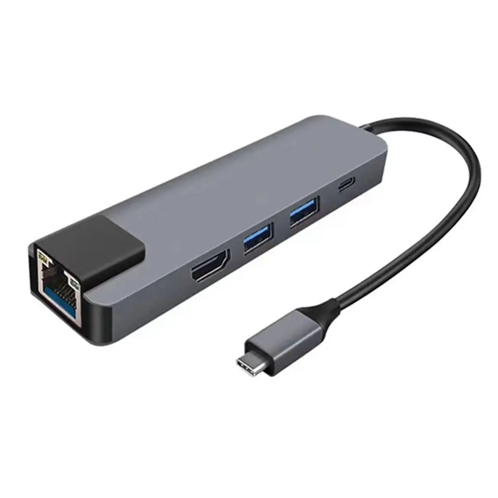 

USB-концентратор 5 в 1, адаптер Hdmi 4K USB C Gigabit Ethernet Rj45 Lan для зарядного устройства Mac book Pro Thunderbolt 3 USB-C