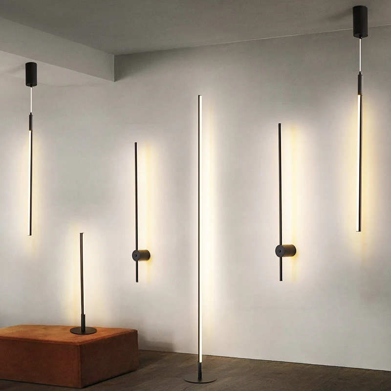 

Morden Minimalist Vertical Floor Lamps Long Aluminum Table Light Led Home Decor Wall Lamps Kitchen Hanging Lamps Light Fixtures
