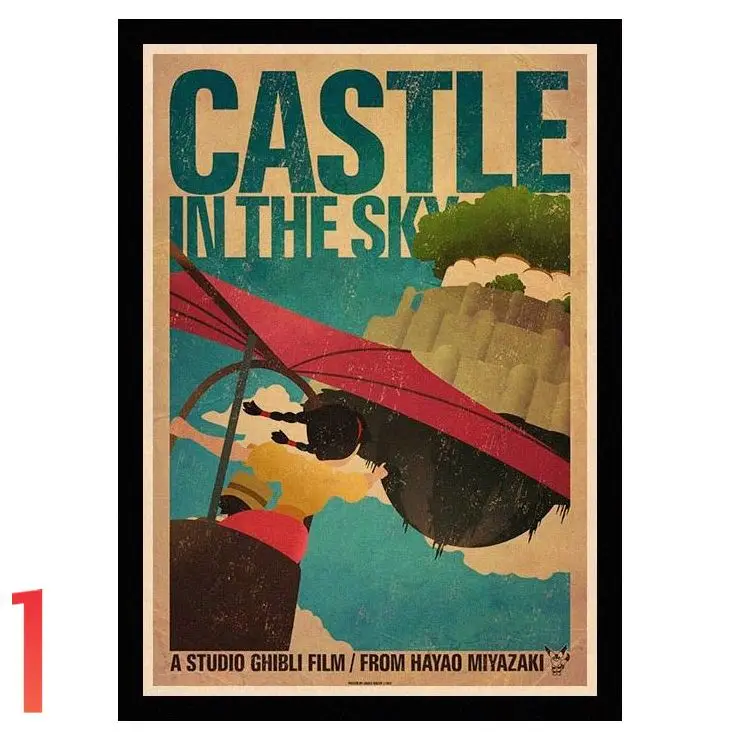 Черный Идеальный JL Laputa Castle in the Sky Хаяо миядзяки; домашний декор крафт Бумага высокое качество постер на стену стикеры TKZC01 - Цвет: Черный