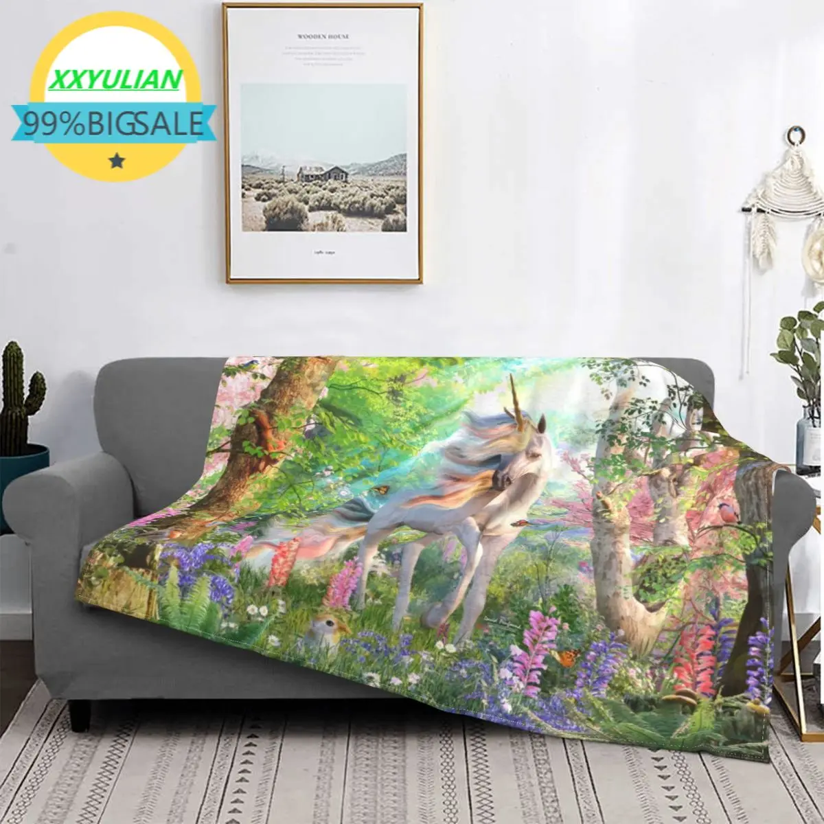 

Одеяло из кораллового флиса в виде единорога