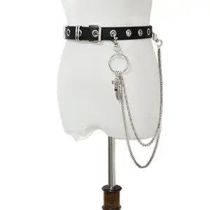 Роскошный брендовый кожаный ремень, новинка 2020, модный ремень в стиле панк, цепочка, модный декоративный ремень для джинсов с отверстиями и глазами, женский ремень