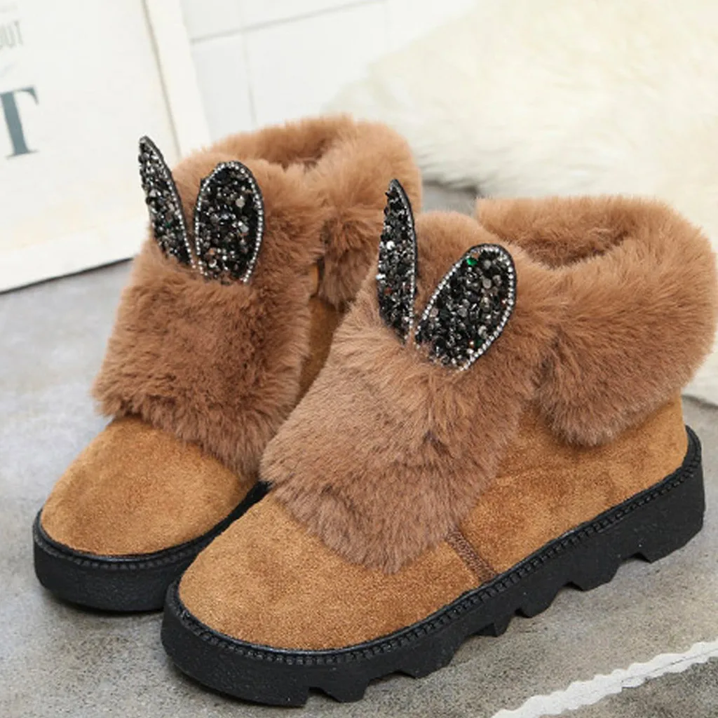 Модные зимние ботинки женские плюшевые ботильоны с рисунками из мультфильмов