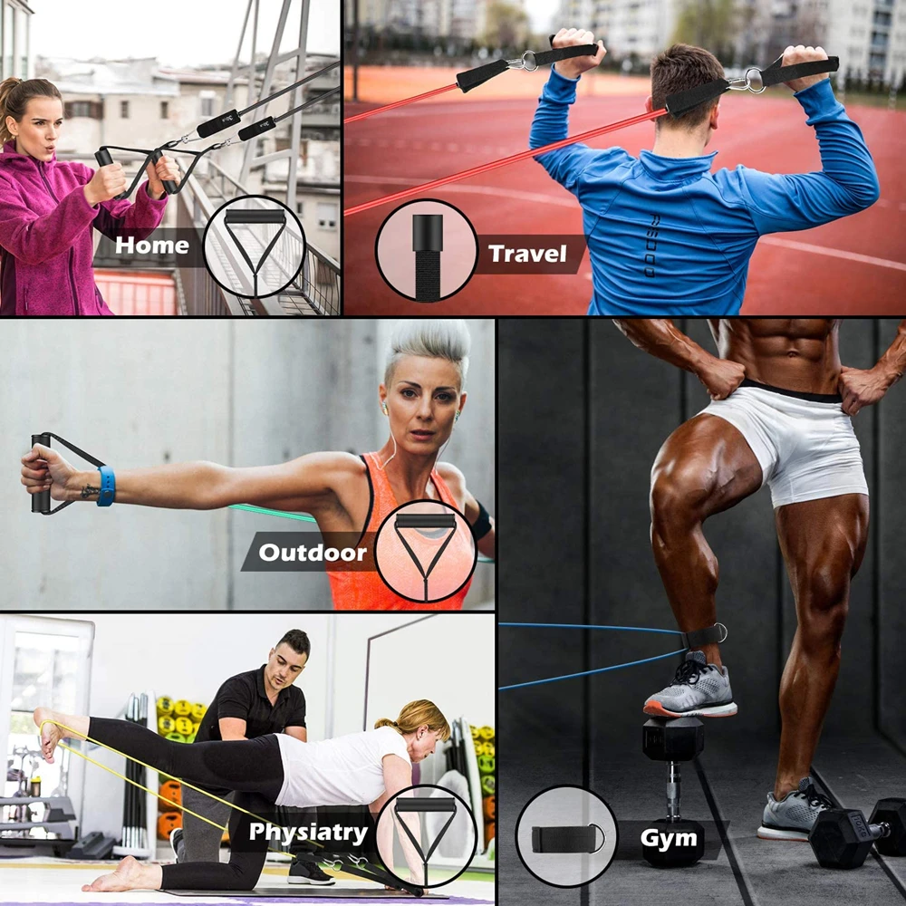 

150lb/set Fitness Resistance Tube Band Yoga Gym Stretch Pull Rope Exercise Training Expander Door Anchor with Handle Ankle Strap