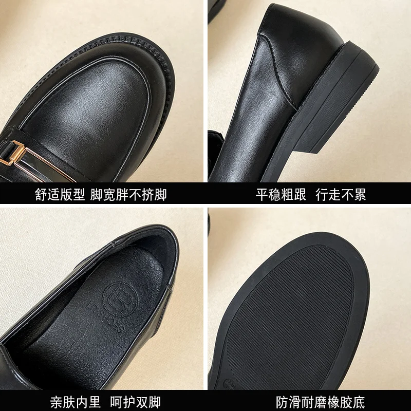 Женские кожаные кроссовки на плоской подошве Слипоны с круглым носком Лоферы