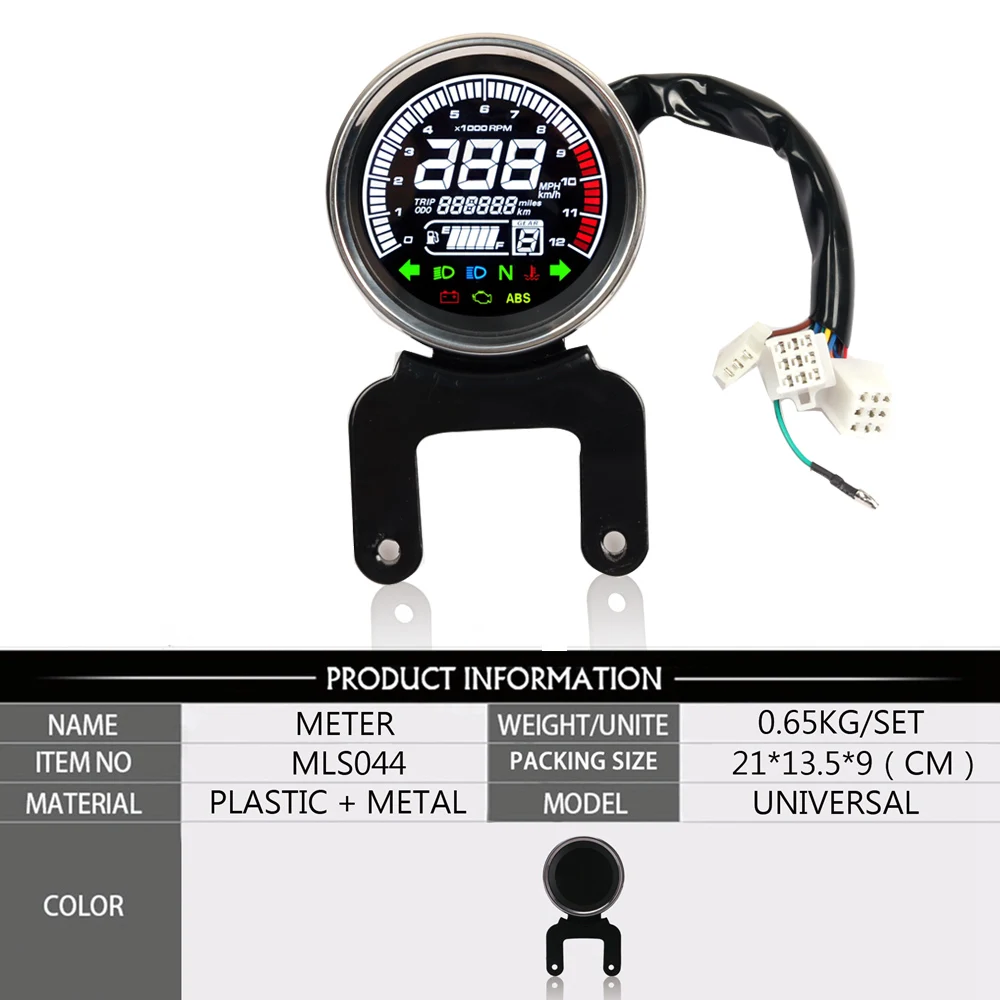 For Harley-Digital Speedometer Temperature Fuel Meter Motorcycle Level Gauge 12V Motorcycle Tachometer Meter LED Backlight LCD