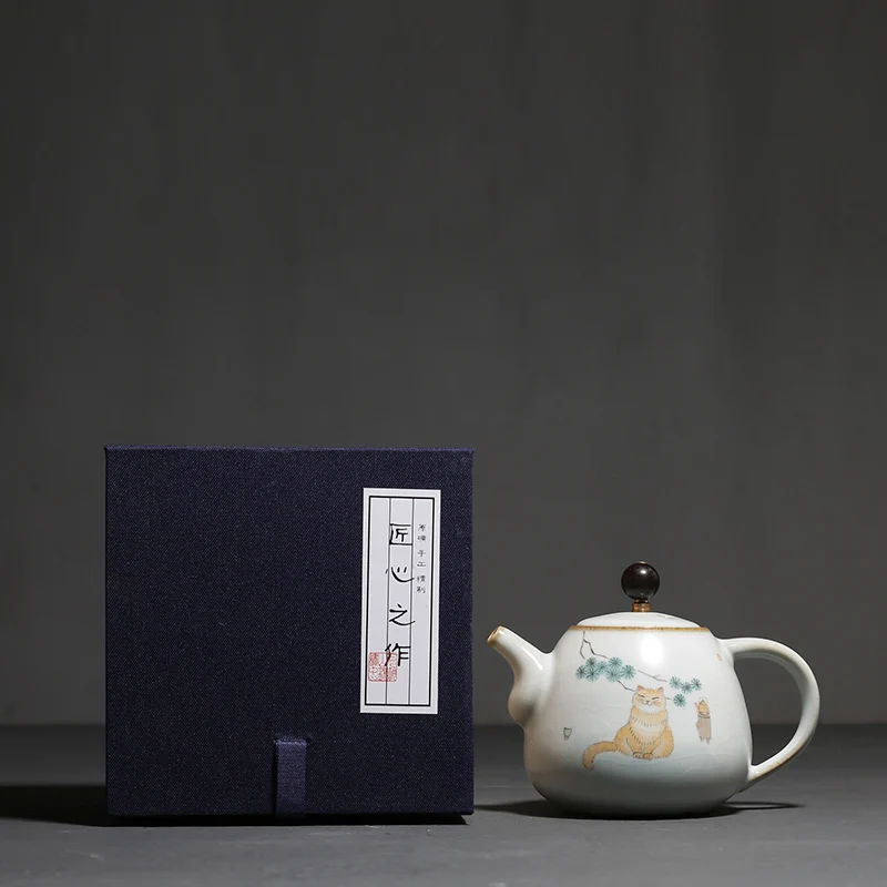 250 мл Ru печной фарфор чайник ручная роспись кошка маленькие чайные горшки