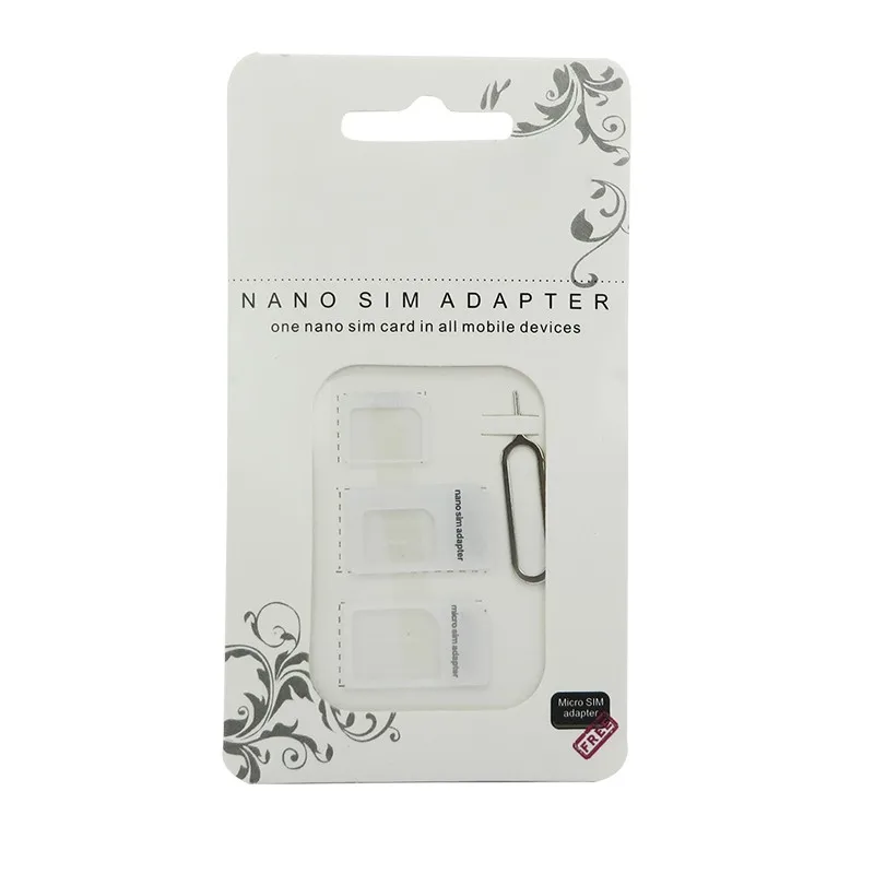 Оптовая продажа 4 в 1 Nano sim карта к Micro SIM Микро мини сим адаптер для iphone samsung 1000