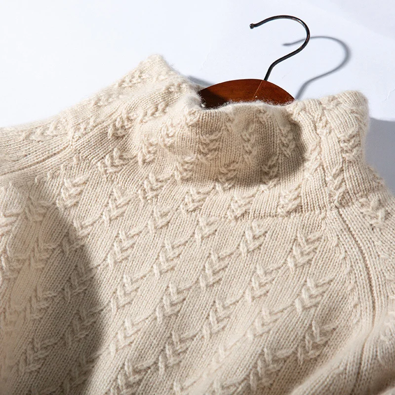 Real Goat Cashmere Sweater Female High Collar Blue Pullover Women Winter Bottomming Shirt Turtleneck Aesthetic | Женская одежда