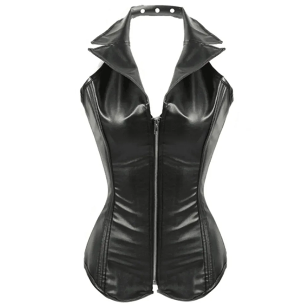 Искусственная кожа застежка молния сексуальное платье с v образным воротом