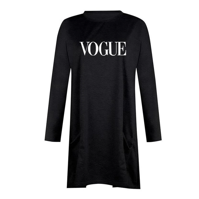 

Hoodies For Women VOGUE Letters Print Long Sleeve Casual Pocket Tops Hoodies Sweatshirt Femmes Sweatshirts Frauen Printing Loose
