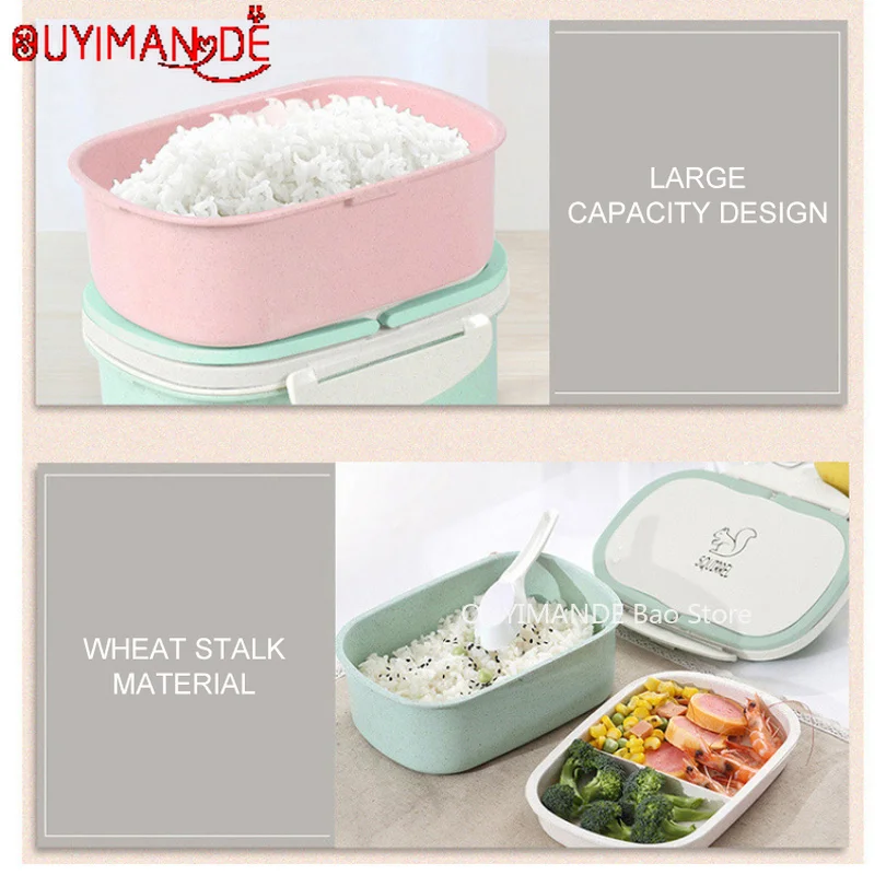 

Wheat Straw Double-layer Insulated Lunch Box for Kids Children Food Container School Office Portable Bento Box Storage Organizer