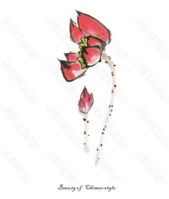 

Red Lotus Cactus Landscape Poster Nordic Style Wall Waterproof Ink Canvas Print Painting Modern Living Room Decoration