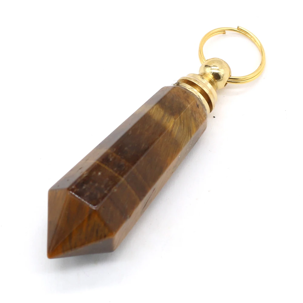 

Small Pendant Natural Irregular Tiger Eye Stone Perfume Bottle Pendant for Jewelry Making Charm DIY Necklace Accessories 15x42mm