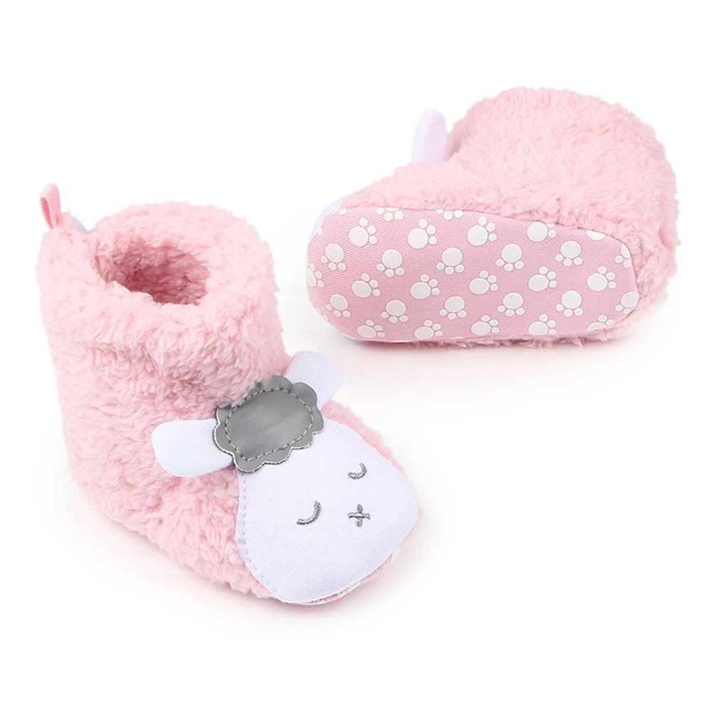 

3-12M Newborn Infant Baby Boy Girl Cartoon Boots Cute Sheep Snow Boots Warm Plush Shoes For Baby Winter