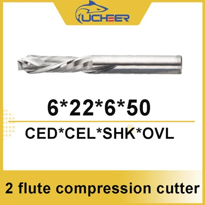 6d-22l UCHEER 2 флейты 3,175/4/5/6/8 мм сжатия фреза ЧПУ Инструмент для обработки МДФ зажим доска для деревообработки - Длина режущей кромки: 6d-22l