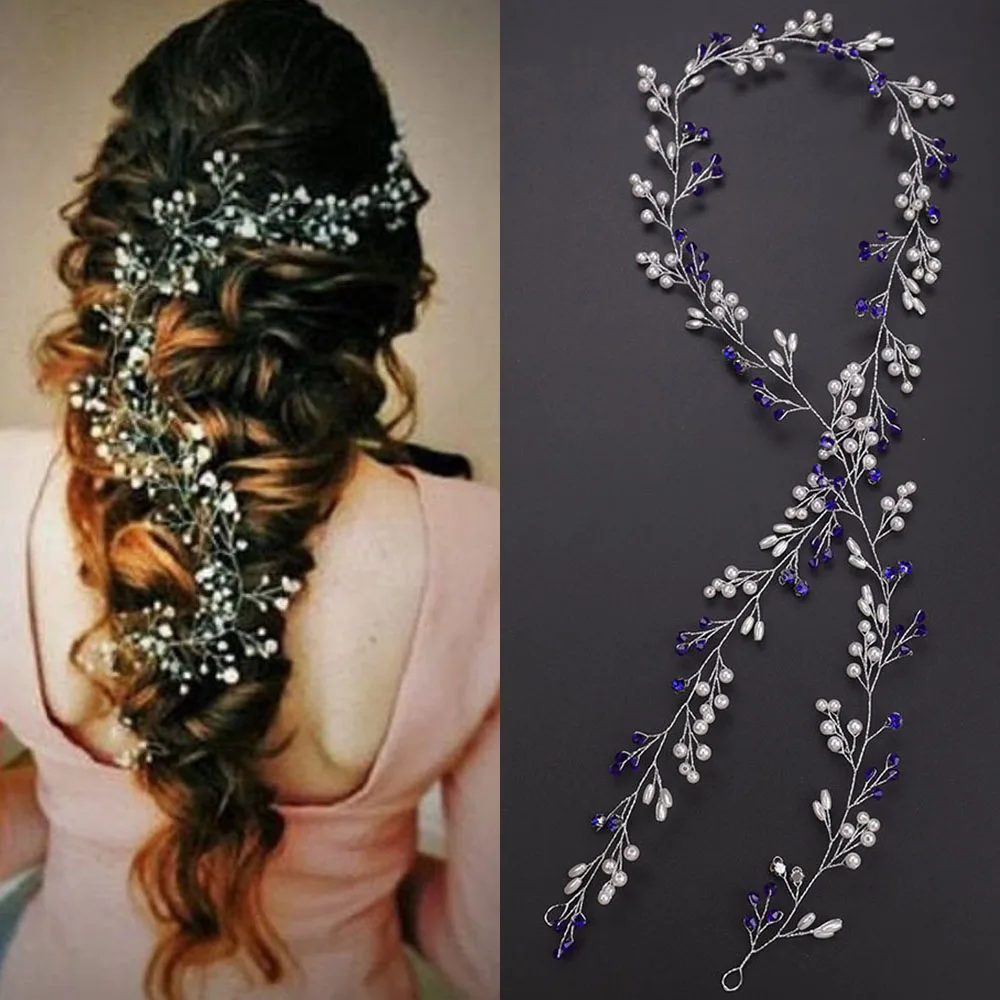 Свадебные волосы лоза и шпилька набор синий красный фиолетовый стразы жемчужные