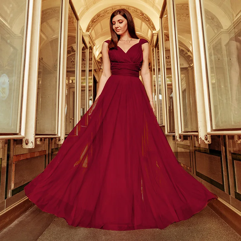 Formal Evening Dresses Long Ever Pretty Women Elegant Navy Blue White V neck Sleeveless Empire 2019 New | Свадьбы и торжества