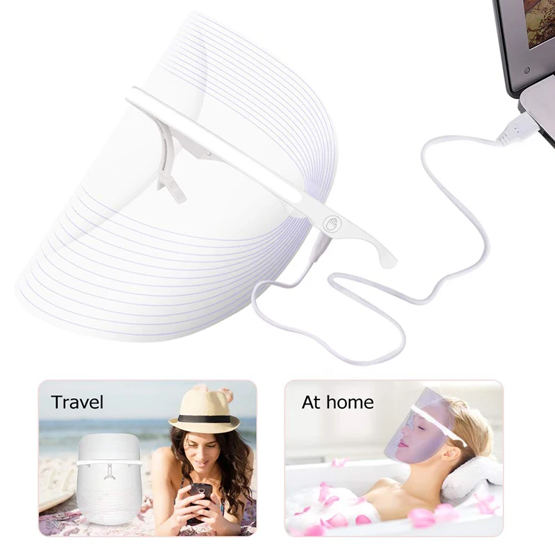 

3 Colors LED Photon Light Therapy Facial Mask Wireless Use Whitening Anti Acne Wrinkle Skin SPA Treatment Beauty Instrument