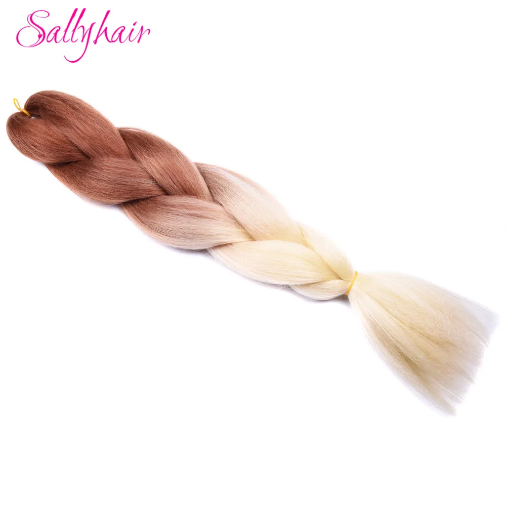 Sallyhair, 24 дюйма, Омбре, плетение волос, 2 тона, черный, винно-красный цвет, огромные косички, высокотемпературное волокно, синтетические волосы для наращивания - Цвет: P4/30