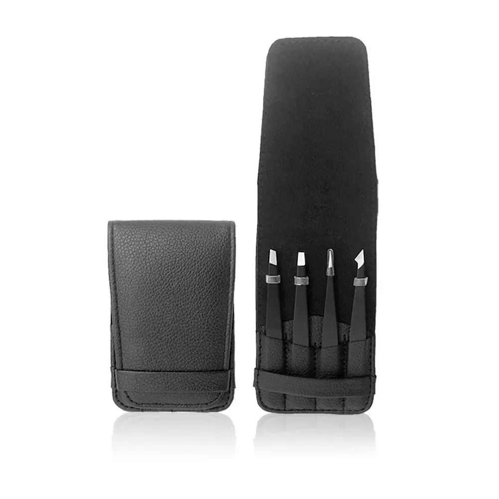 

4 Piece Set Makeup Tool Professional Stainless Steel Hair Removal Rust-free Clip Polished Eyebrow Pliers Slant Tip Tweezer