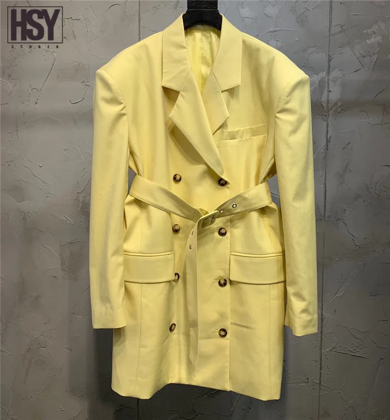 【Hsy】2019осенние новые модные женские пальто в западном стиле двубортный карман