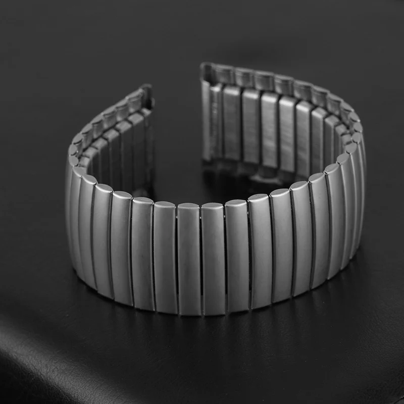 

Stainless Steel Elastic 20mm 22mm Watch Straps Black Replacement Watchband Practical Stretchable Length None Buckle Men's Strap