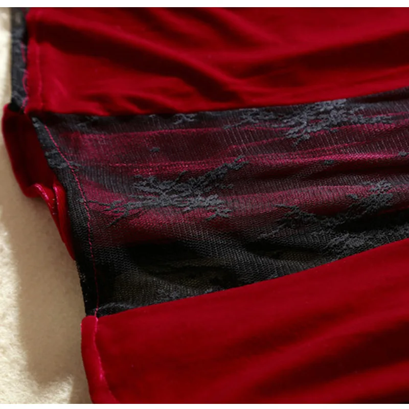 

2020 Spring Elegant Stunning Design European Women Sleeveless Lace Patchwork Maxi Long Party Velvet Dress