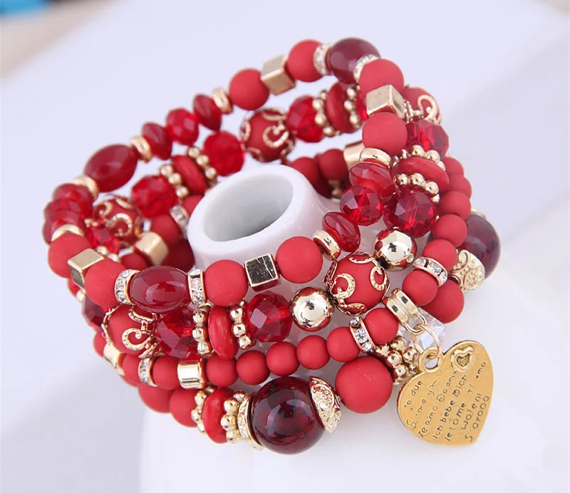 Браслет Kymyad (4 шт./компл.) многослойный богемный из смолы с бусинами для женщин