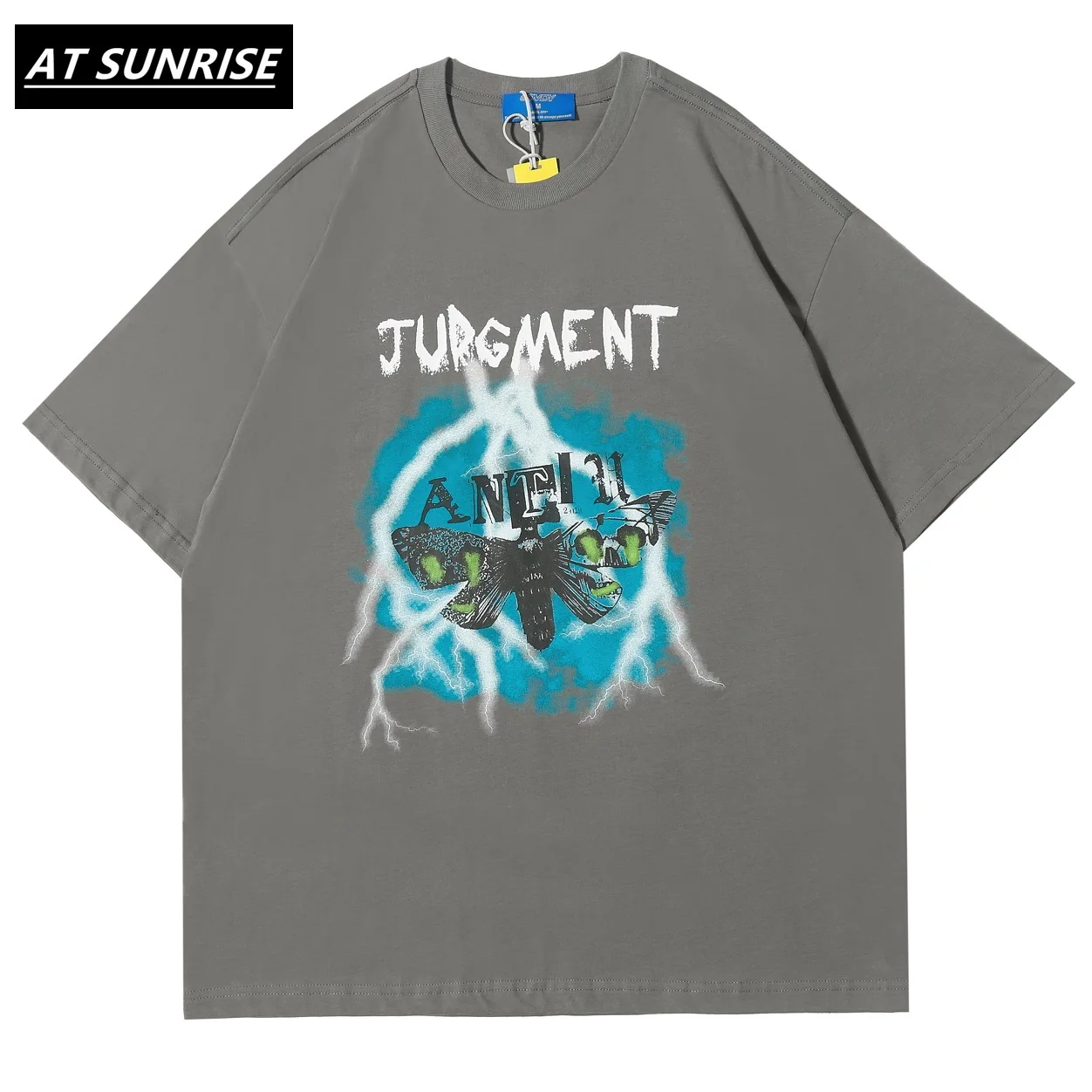 Мужская футболка с принтом молнии черная или серая большого размера в стиле