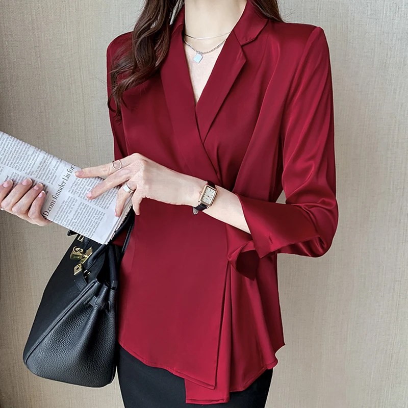 

Long Sleeve V-neck Office Lady Blouse Women Tops Chiffon Blouse Shirt Blouse Women Blusas Mujer De Moda 2021 Clothes Blusa E121