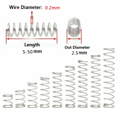 

0.2mm Wire Dia. 2.5mm Outside Dia. Compression Spring 304 Stainless Steel