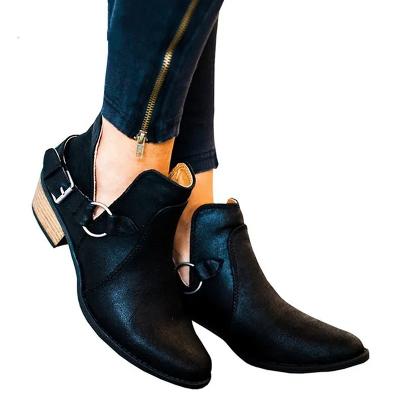 Женские ботильоны в европейском стиле ботинки на высоком каблуке модная кожаная