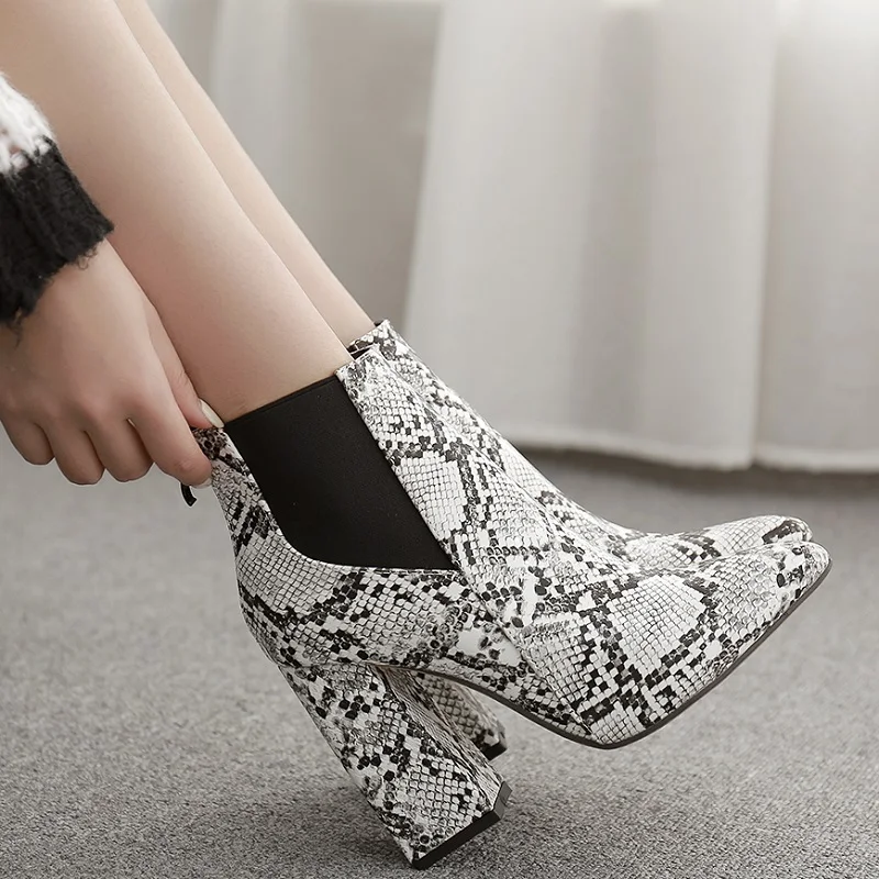 Женская обувь Женские туфли из искусственной кожи со змеиным принтом пикантные